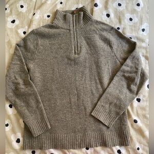 J crew brown quarter zip 100% lambs wool - sz S